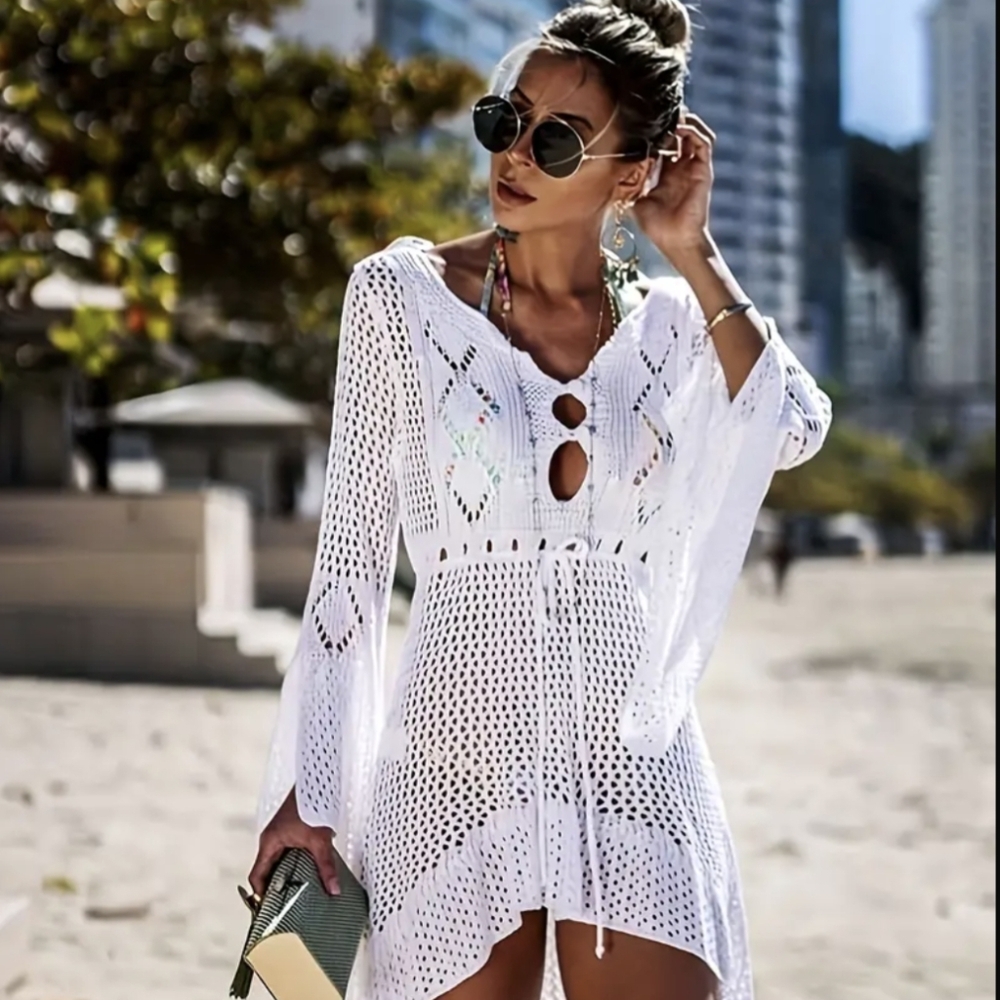 Swim Coverup M L Swimwear cover up Vacay Outfit Swimsuit Cover Medium Large - Picture 4 of 11